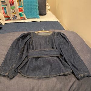 Rebecca Taylor denim puff sleeve top